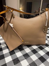 Michael Kors Large Leather Shoulder Bag Taupe/Marigold