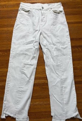 All Saints Stretch Kim Jeans White Denim Comfort  Cropped High Rise Slim Chic
