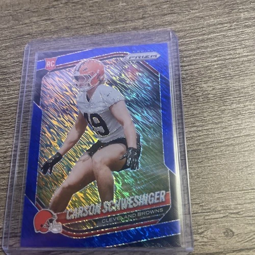 2025 Panini Prizm Football Blue Shimmer Carson Schwesinger #384