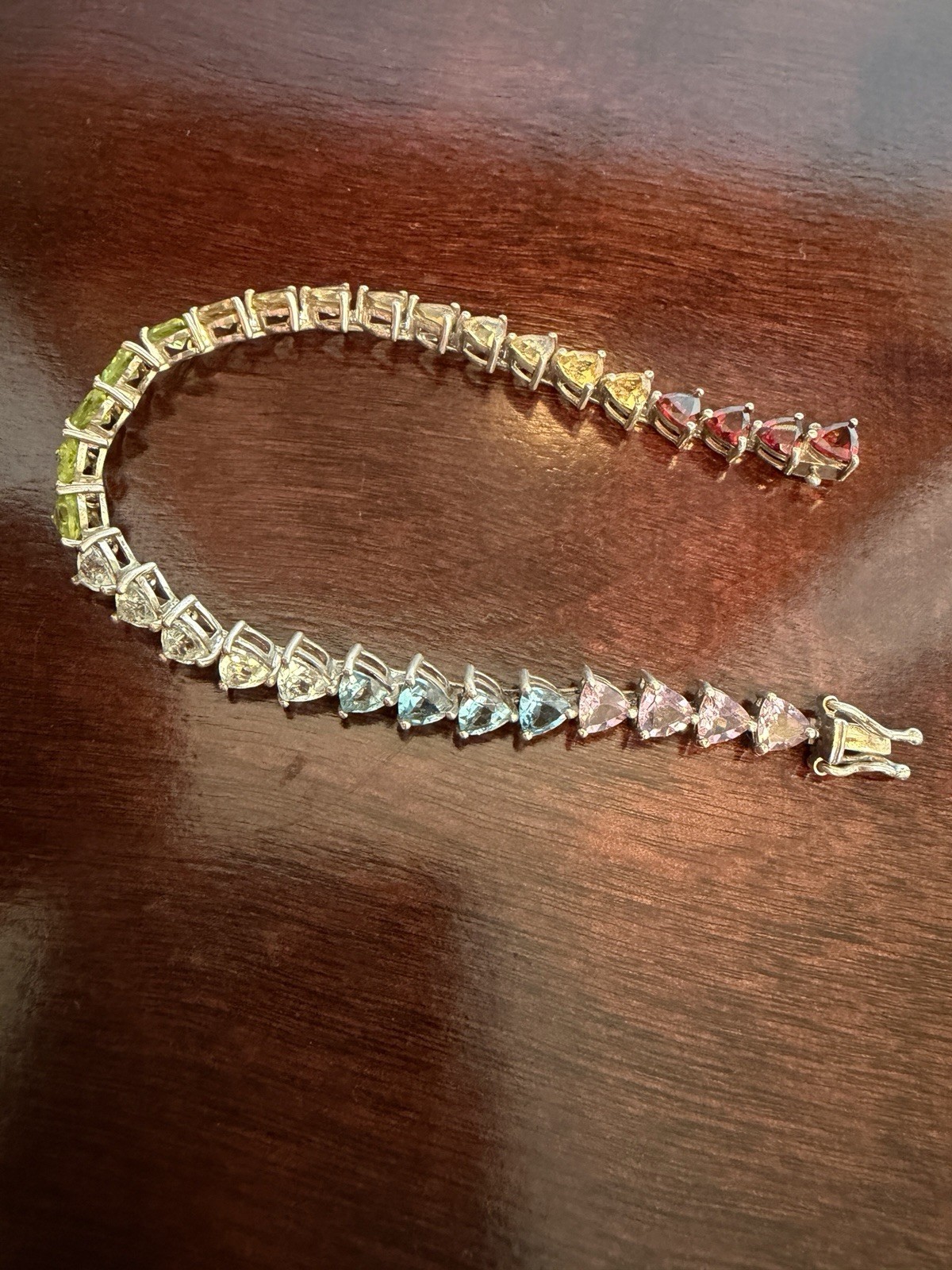 sterling silver rainbow multi gemstone bracelet - image 7