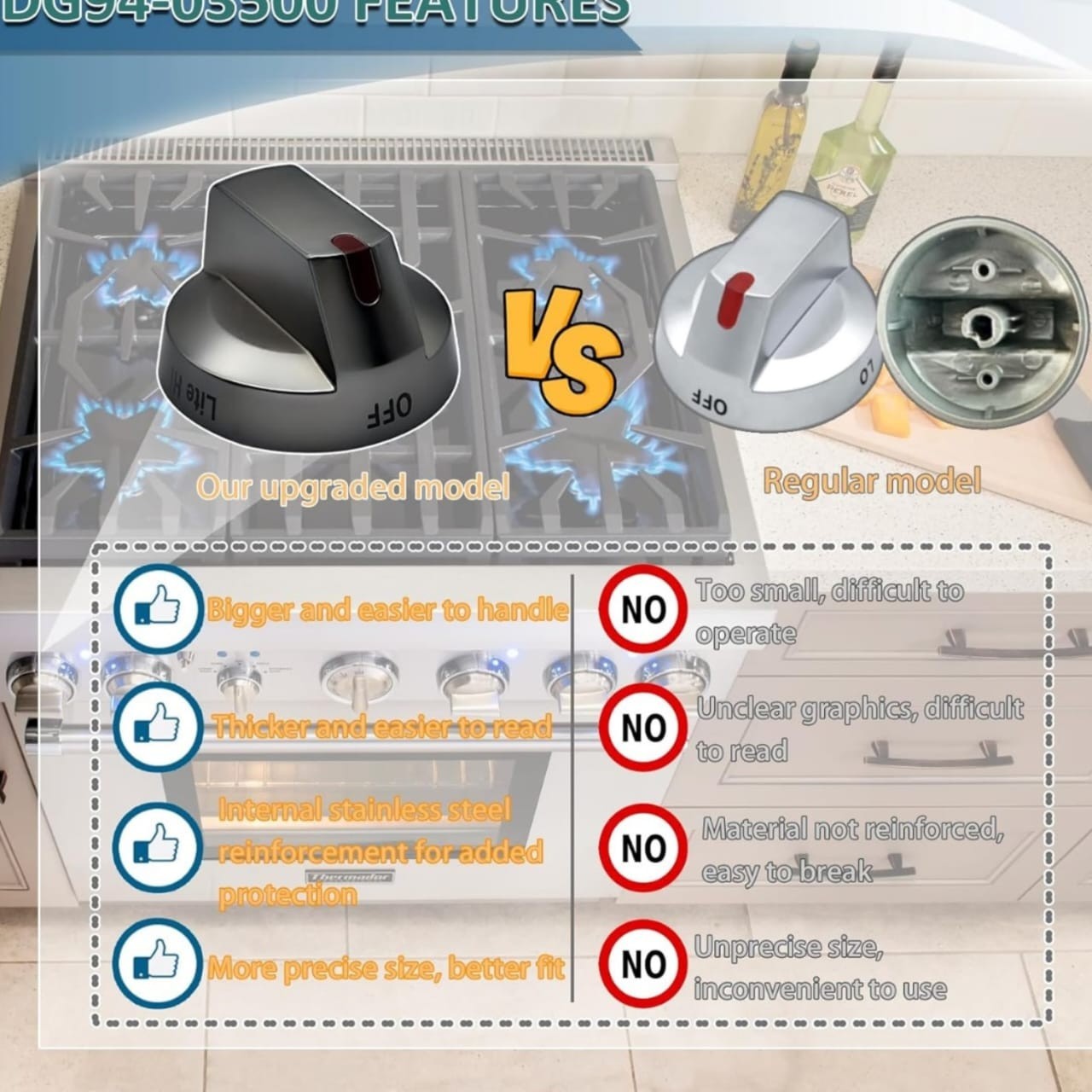 5pc Gas Stove Knob 8mm Universal Replacement Knobs Kitchen Cooktop Ovens(Black)