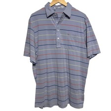 CRIQUET Mens Polo XL Gray Striped Short Sleeve Shirt Golf Casual