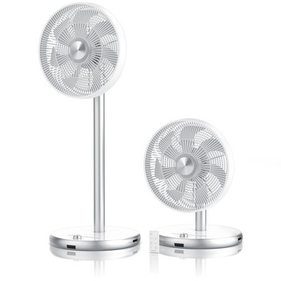 Brandson 25W Standventilator DC Motor 90 cm Höhe Mattweiß Silber LED