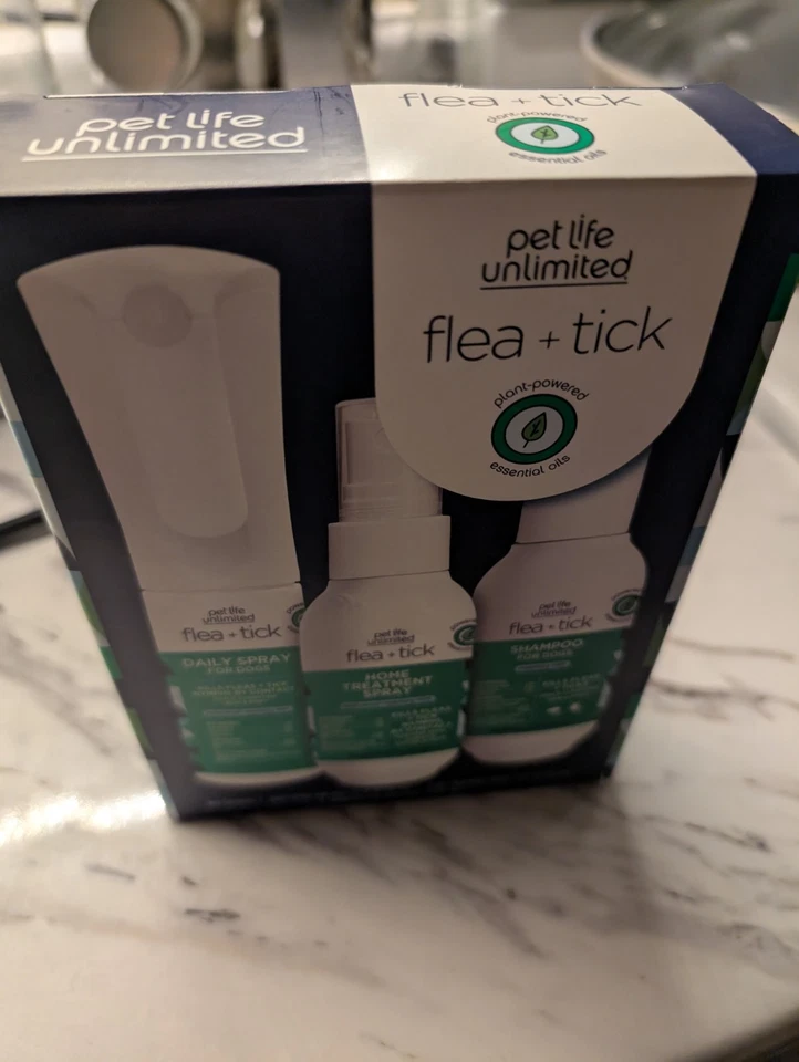 NUEVO PET LIFE ACEITES ESENCIALES PULGAS + GARRAPATAS KIT DE PREVENCIÓN DE 3 PASOS SPRAY CHAMPÚ PERROS Foto 3 de 3