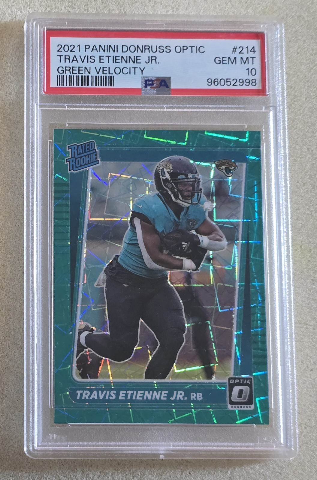Travis Etienne Panini Donruss Optic #214 Green Velocity