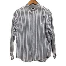 Vintage Eddie Bauer Green Striped Button Down Shirt XL