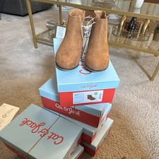 Cat  Jack Girls Cognac Ankle Bootie Zip Flexible Outsole Size 10
