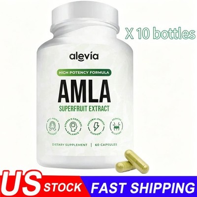 10X Alevia Organic Amla Capsules 1000mg Indian Gooseberry Antioxidant Supple 60c