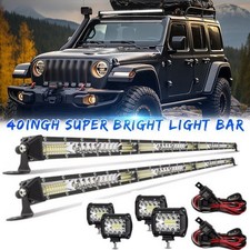 2x 40inch Led Light Bar Slim Offroad Lamp Atv Pickup Van Spot Flood Combo Kit