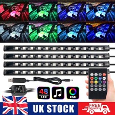 4in1 RGB LED Car Interior Atmosphere Lamp Foot Floor Lights Strip USB Music 5V