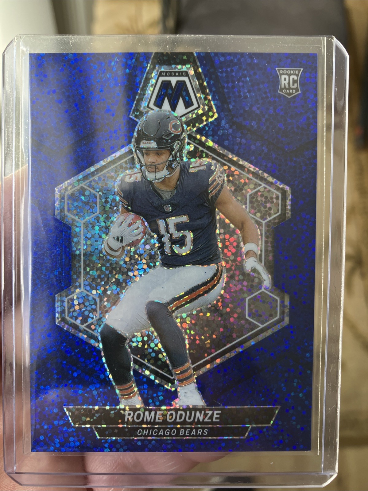 2024 Panini Mosaic Rome Odunze Blue Sparkle SSP #309 Bears Rookie Prizm RC /96