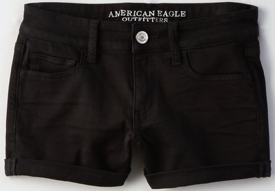 Women's American Eagle AEO Low Rise Stretch Twill Midi Short Black Size 10 - New
