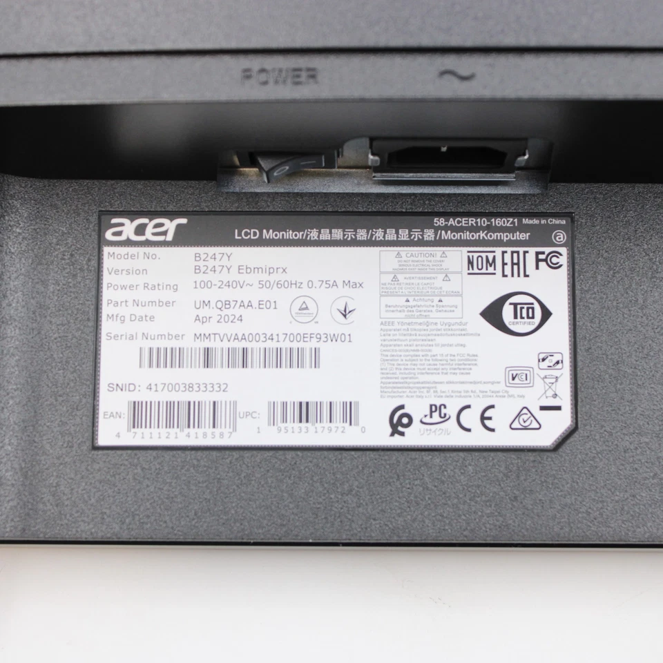 Acer Vero B7 B247Y E 23.8" 1920x1080 100Hz 4ms IPS Monitor (UM.QB7AA.E01) - Image 4 of 4