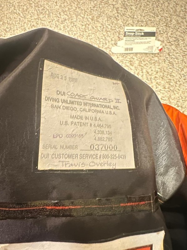 DUI Drysuit Coast Guard Model Size Large or XLarge ?