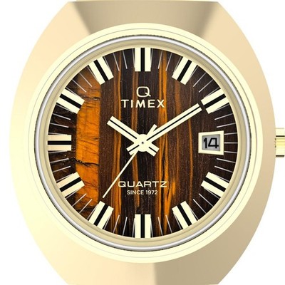 Timex Q 1972 Machine Reissue Gold Bracelet Brown Dial Watch TW2Y45200 New 