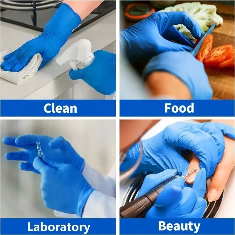 Disposable Nitrile Gloves Blue 20PCS Powder Free Latex Free Cleaning Kitchen