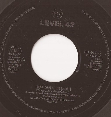 Level 42 - Guaranteed - Used Vinyl Record 7 - 65 - D1450z