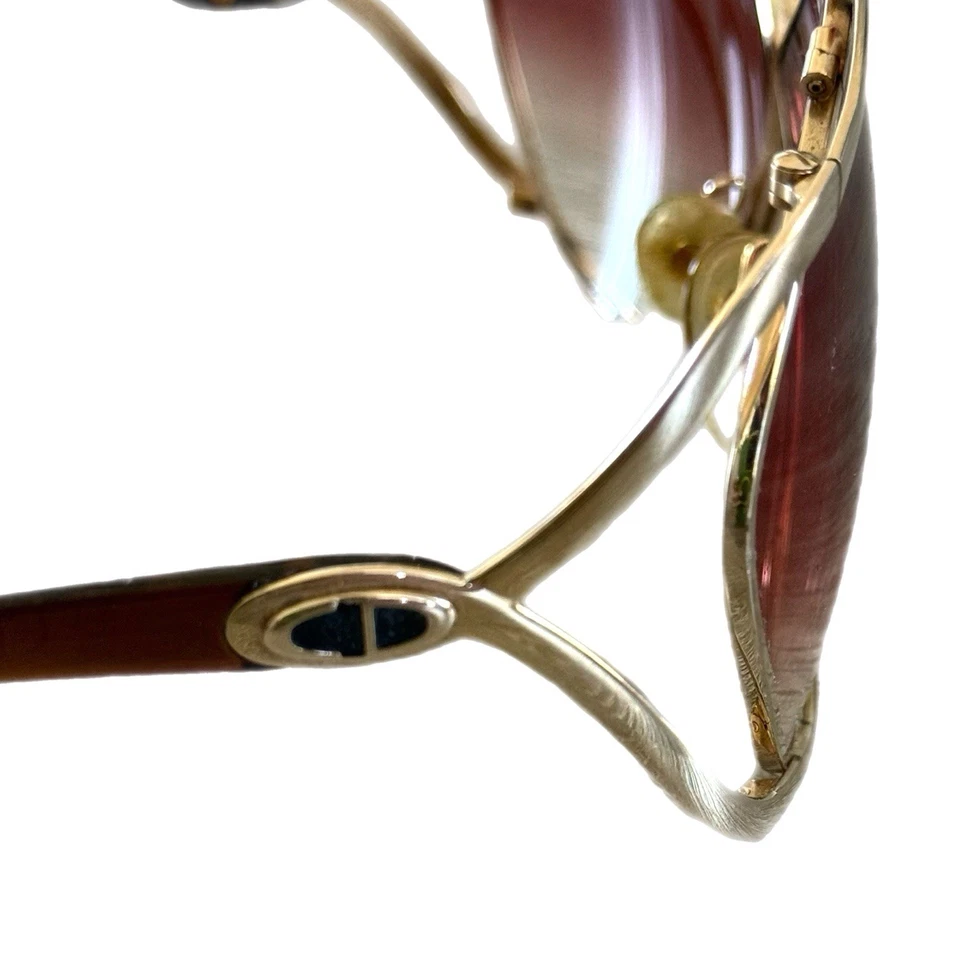 Christian Dior Vintage 2056 Gold Butterfly Sunglasses Brown Gradient 1980s - Image 3 of 4