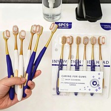 Soft Flossing Manual Toothbrush for Adults, Pack of 6, Assorted Colors