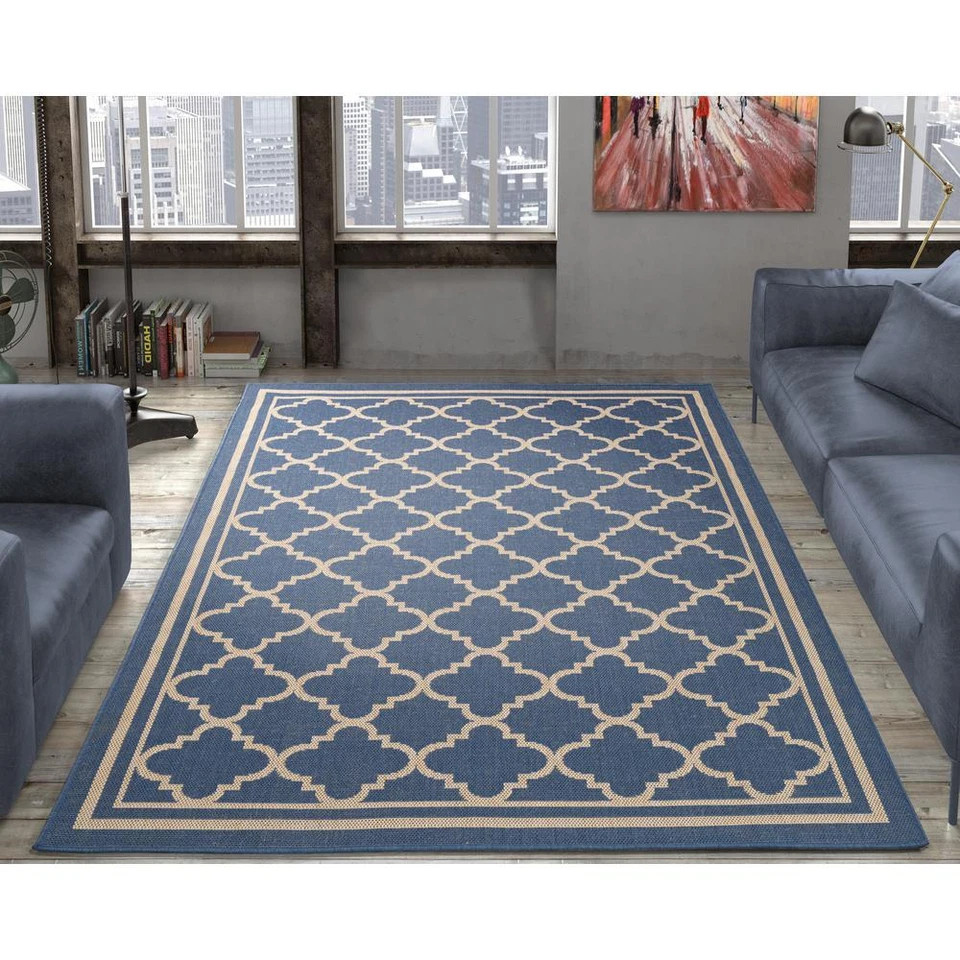 Jardin Collection Moroccan Trellis Design Natural Blue 5 ft. x 7 ft. - Image 2 of 4
