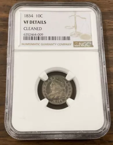 1834 Capped Bust Dime NGC VF Details Cleaned