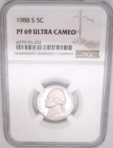 1988-S JEFFERSON NICKEL NGC PF69 ULTRA CAMEO = 2nd BEST + Attn Date Collectors
