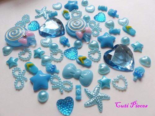 Baby Blues Lolly Corazón Mezcla Arcos de Resina Perla Dulce Zapato Estrella Gema Espalda Plana Artesanía - Imagen 2 de 5