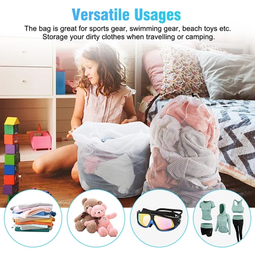 3 Pcs Mesh Laundry Bags Mesh Wash Bags Jumbo for college travel machine washable - Picture 6 of 24