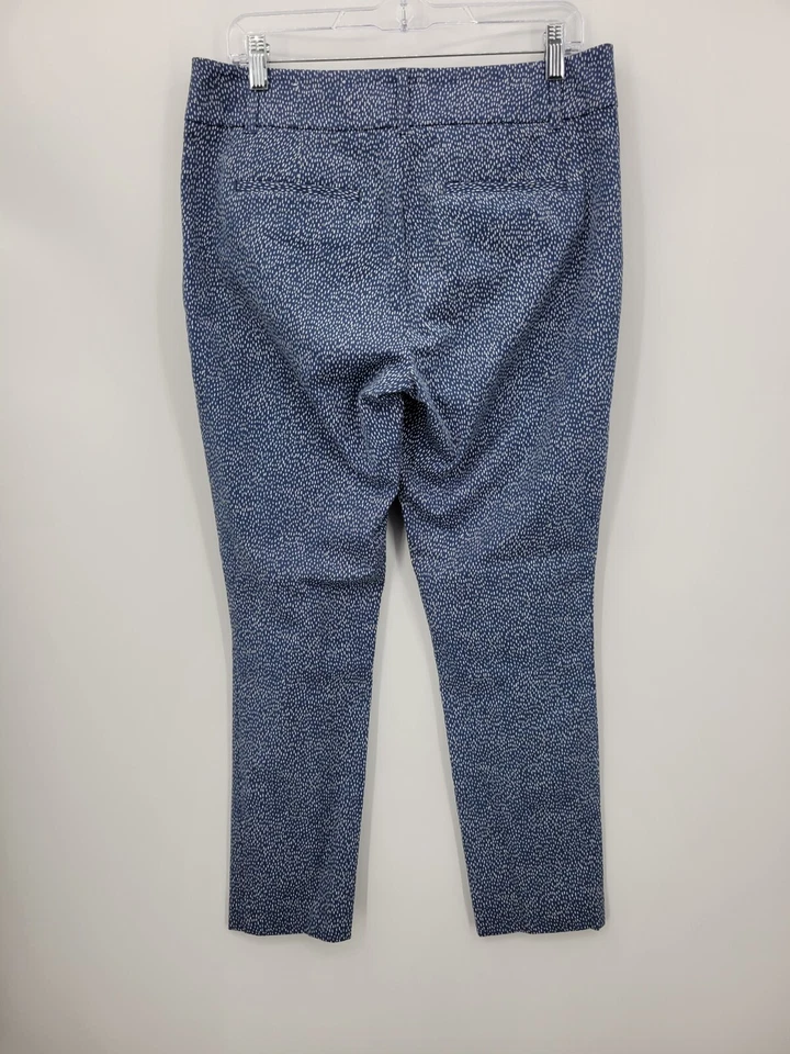 Pantalones Ann Taylor Loft Para Mujer 8 Azul Blanco Estampado Moderno Ajustado Tobillo Boho Informal Foto 2 de 4