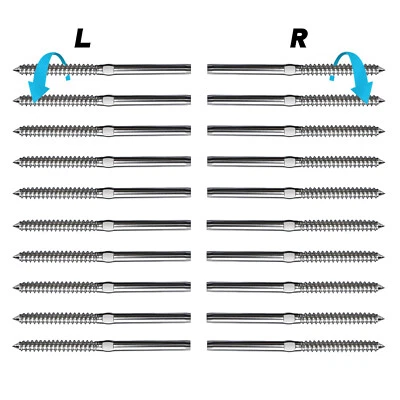 WFYB T316 Stainless Steel Lag Stud Hand Swage Left-Right Cable Railing for 1/8" Cable