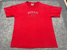 VINTAGE Red short Sleeve 1996 Lee Chicago Bulls Basketball Shirt Nutmeg USA XL