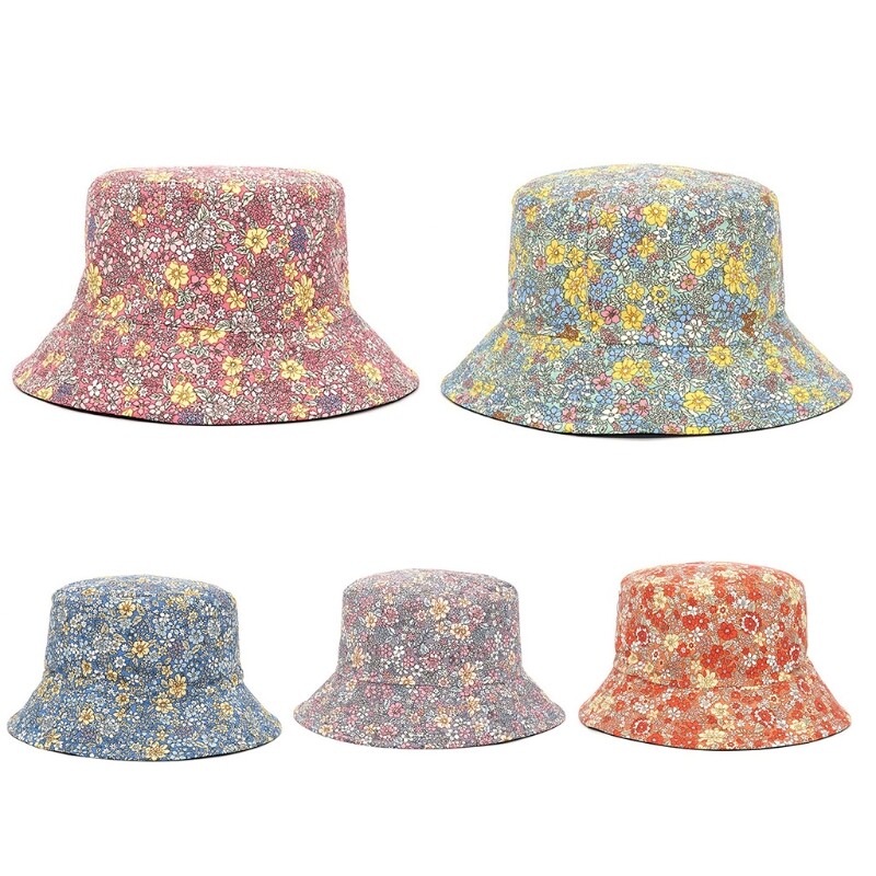 Bucket Hat Cap Sport Fishing Flat Top Hat UV Isolation with Floral
