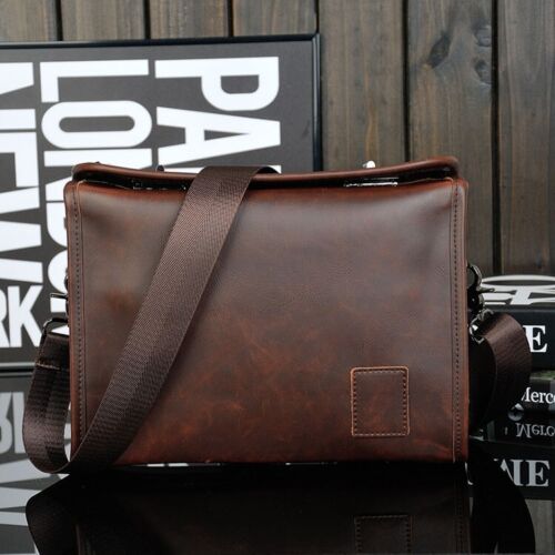 New Men's Briefcase Casual Business Shoulder Bag Leather Messenger Satchel Bag - Picture 2 of 10