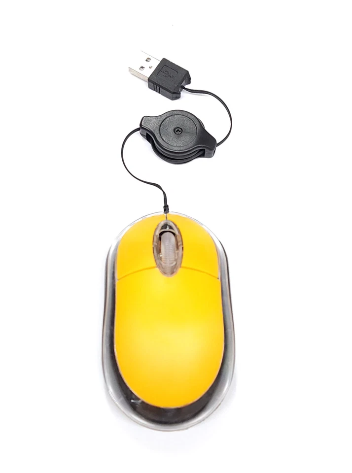 New Ultra Compact Retractable Cable USB Optical Mouse with Blue Led For Laptops - Image 2 of 4