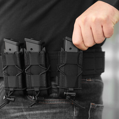 Universal 9MM Single/Dual Stack Gun Magazine Pouch Open-Top Handguns Ammo Holder
