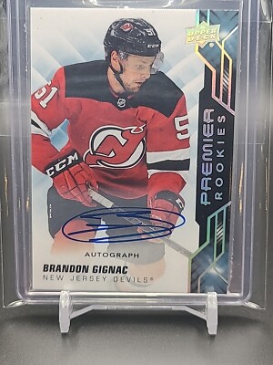 2019-20 Upper Deck Premier Auto Rookies Brandon Gignac New Jersey Devils 