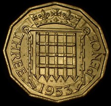 UK Three 3 Pence 1953 Elizabeth II Coronation UNC Coin WCA 9781