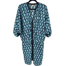 ANTHROPOLOGIE | LEIFSDOTTIR Blue Black Button Down Waist Tie Shirt Dress Size 8