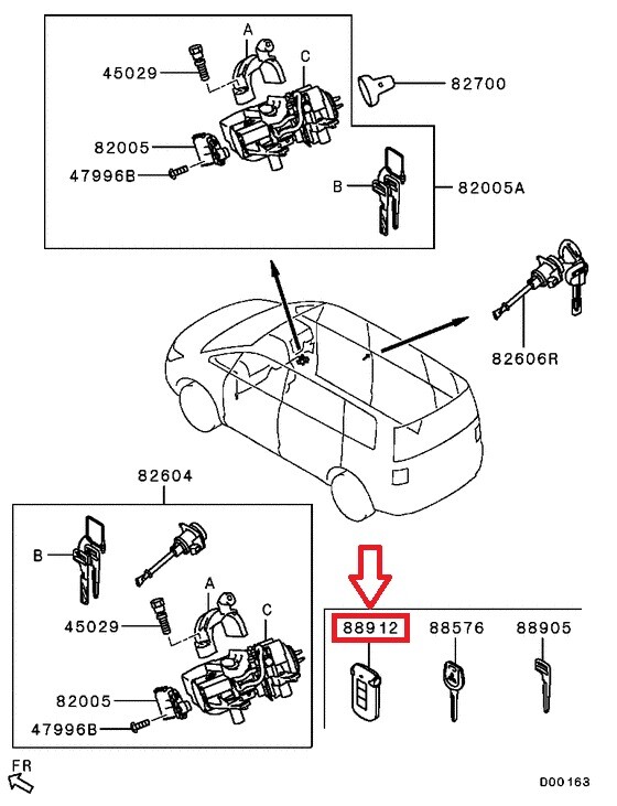 MITSUBISHI DELICA D:5 CV5W KEY KEYLESS OPERATION BLANK 8637A173