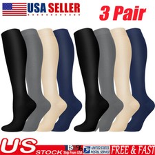 3 Pairs Compression Socks for Men Women Circulation Running Medical 20-30 mmHg