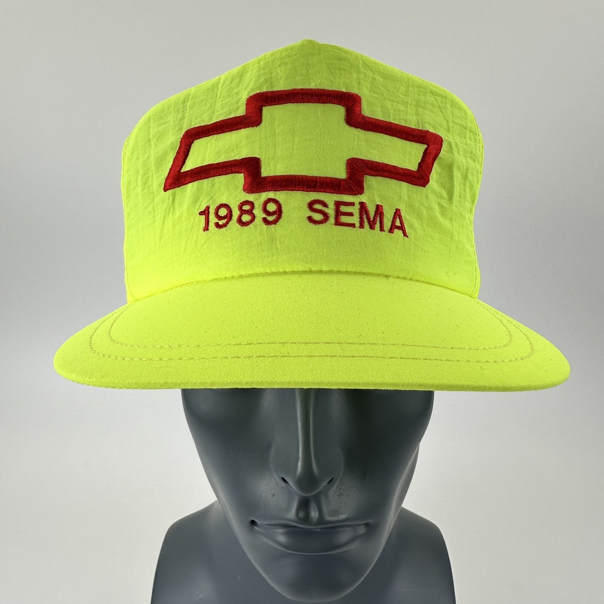 Vintage Chevrolet Hat Cap Yellow Red 1989 Sema Hot Rod Hat Snap