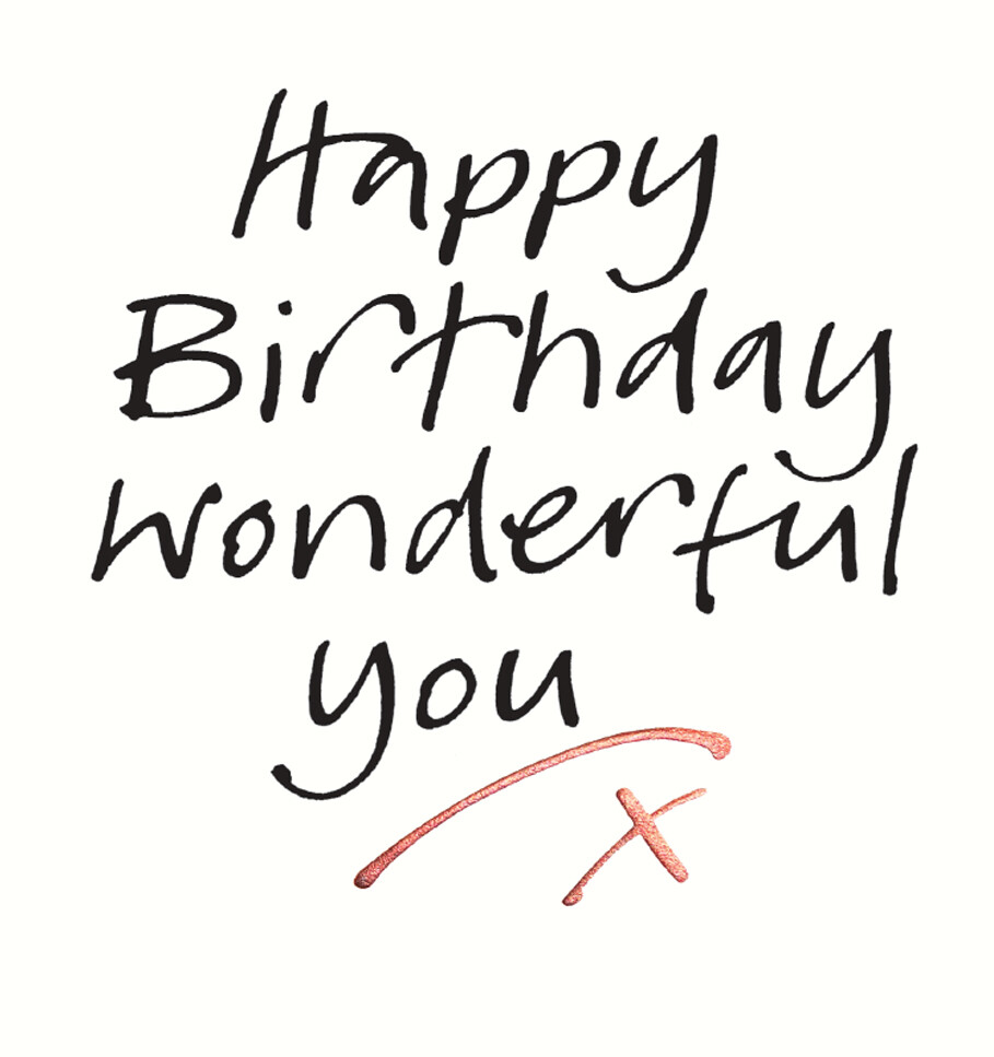 Wonderful You Happy Birthday Card – Calligraphy and Icons by Anna Smith