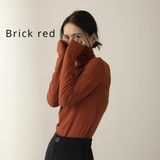 Women High Neck T Shirt Blouse Long Sleeve Tops Warmer Fall Winter Casual