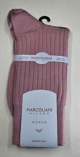 Marcoliani Womans Ribbed Trouse Socks Mauve Pink  Merino Wool - One Size -NEW