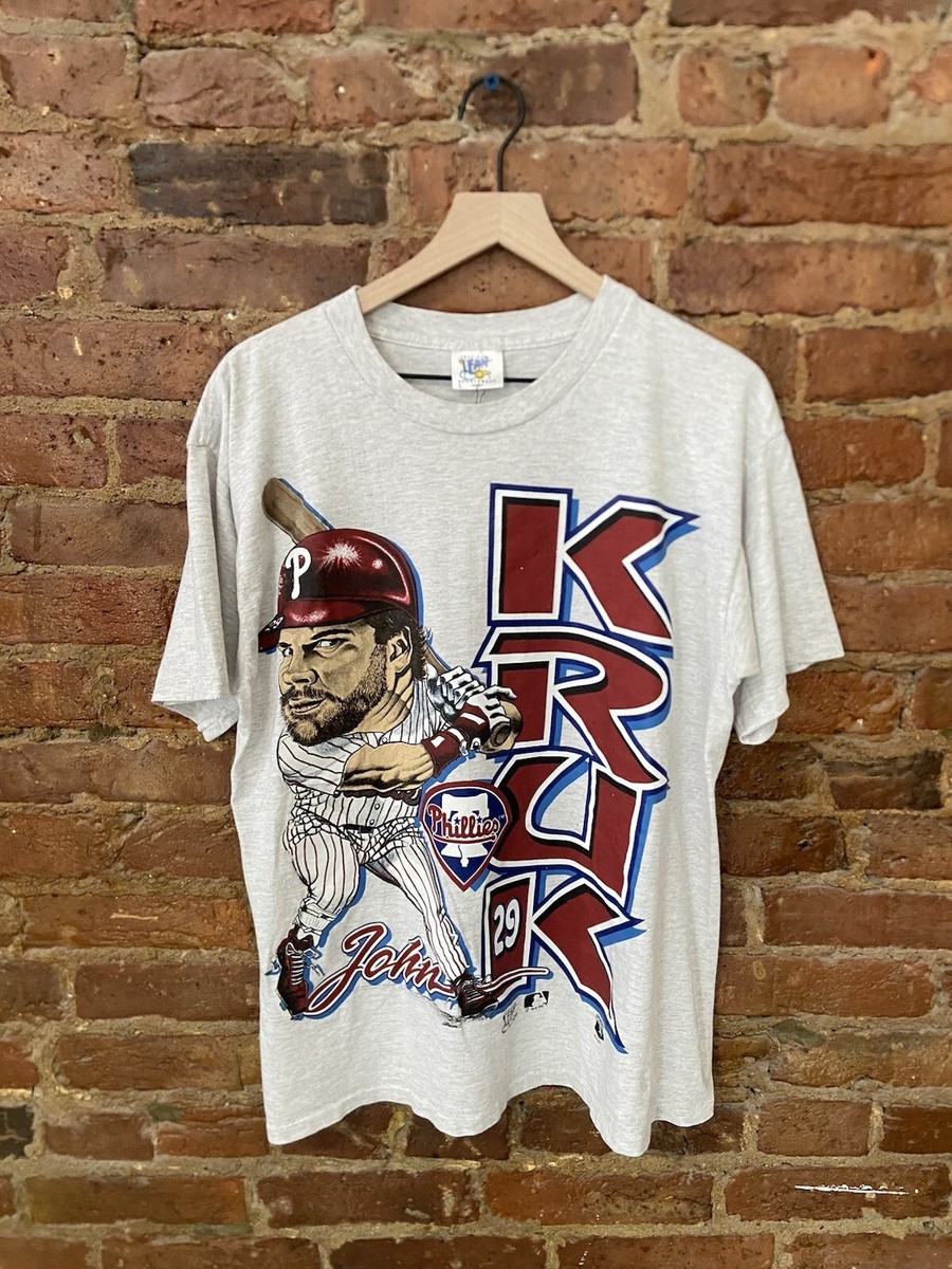Vintage John Kruk Caricature Philadelphia Phillies Shirt Grey