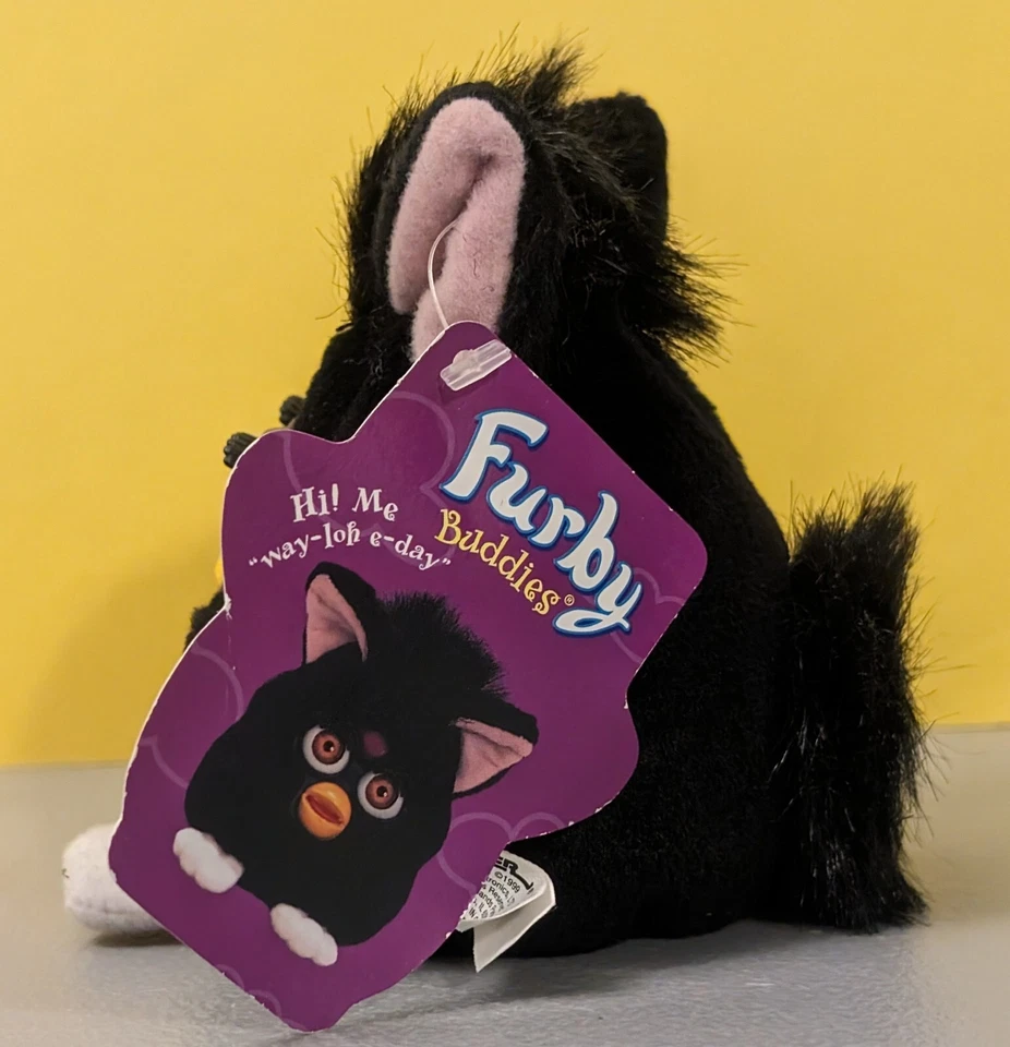 Pelúcia Furby Buddies - Sleep Good Black / Brown Eyes - Antigo 1999 Buddy Novo com etiquetas brinquedo Y2K - Imagem 2 de 4