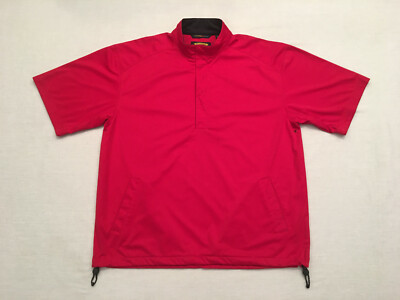 Play Dry by Greg Norman Mens Red 1/4 Snap S/S Pocket Shirt Windbreaker Jacket, L