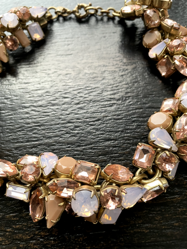 J.CREW Glacier STATEMENT NECKLACE CHOKER B8190 CRYSTALS PINK SIGNED ( SOLD-0UT ) - Picture 5 of 8