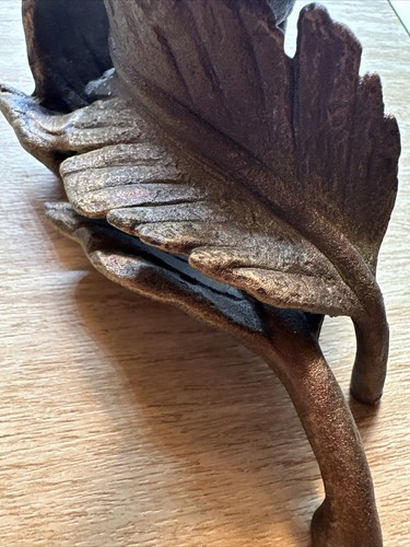Vintage Cast Metal Bronze Art Wrapped Leaf Candlestick Holder Ornate - Picture 12 of 15