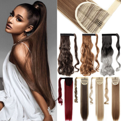 HOT SALE Clip In + Hair Wrap Ponytail Hair Extensions Pony Tail as Human Thick L